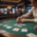 Virtual blackjack table with cards