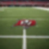 Tampa Bay Buccaneers logo on a football field