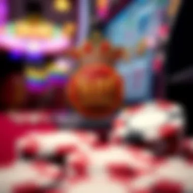 Symbols of Gambling Culture A close-up of casino chips and a slot machine logo symbolizing gambling culture