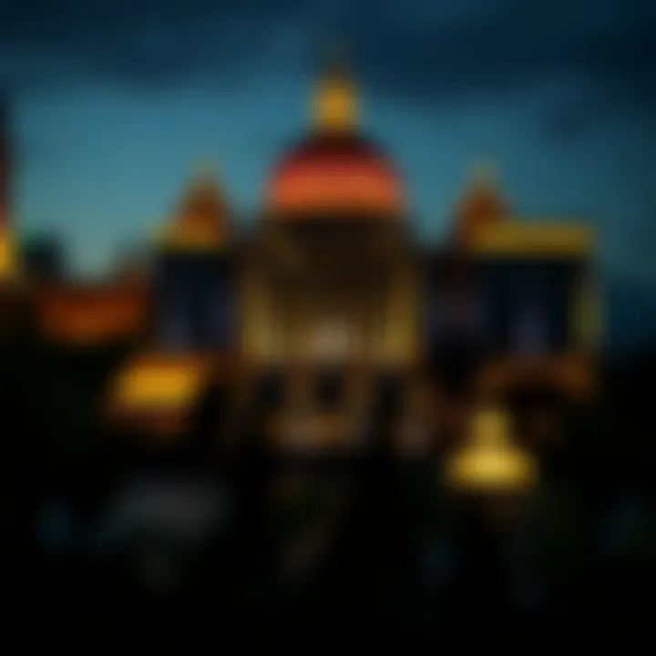 Illuminated Night View of Casino Venecia Atmospheric night view of Casino Venecia illuminated against the skyline