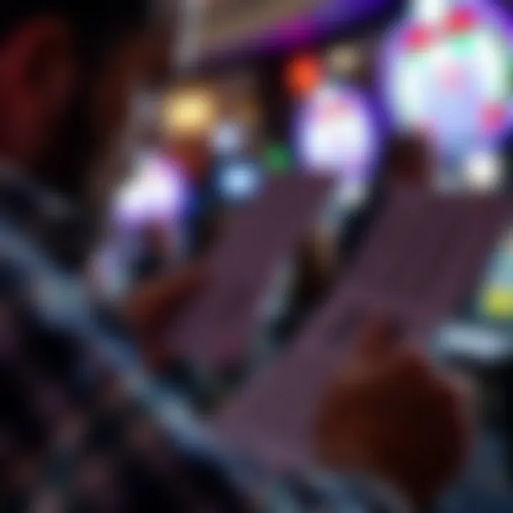 Strategizing Keno Choices Close-up of keno tickets and a player strategizing their choices