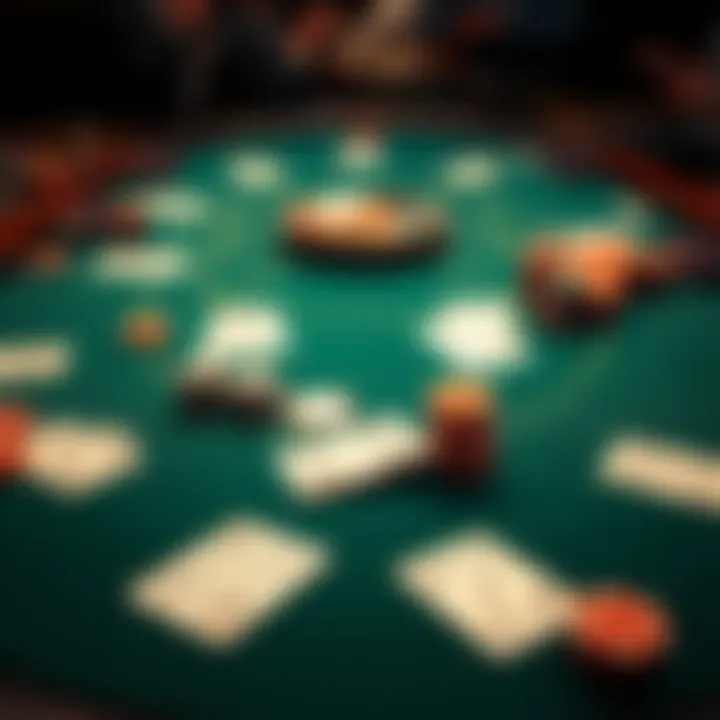 Draw Poker Table Overview Detailed layout of a draw poker table with cards and chips