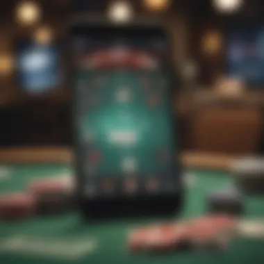 Online Poker Resources A digital device displaying a poker app representing online resources