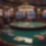 A vibrant poker table set up for a local game with chips and cards