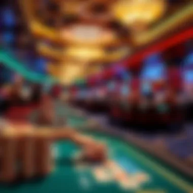 Luxurious gaming floor of an adult-only casino showcasing vibrant atmosphere