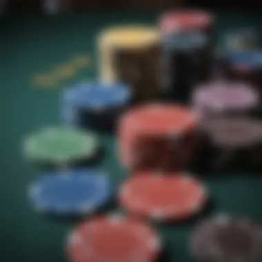 A variety of casino chips used in blackjack gameplay