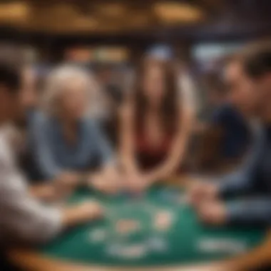 Customers engaging in a lively card game at a Boyd Gaming table