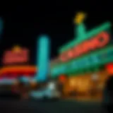 Exterior view of a popular casino near Nashville showcasing its vibrant signage