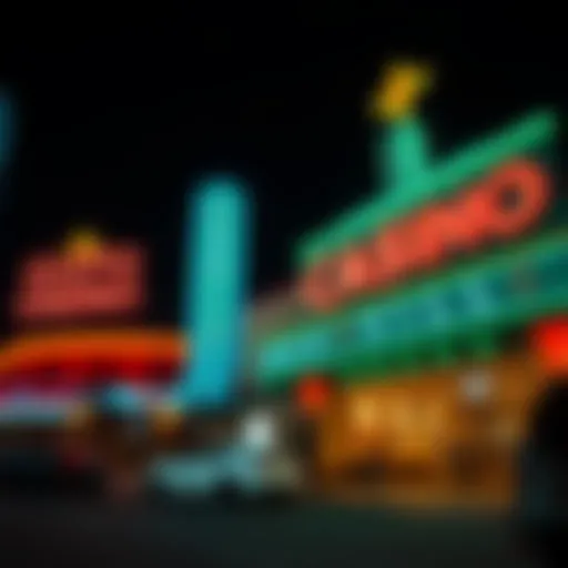 Exterior view of a popular casino near Nashville showcasing its vibrant signage