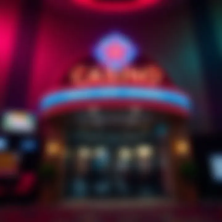 Entrance of a Casino with Vibrant Signage Casino entrance showcasing vibrant signage