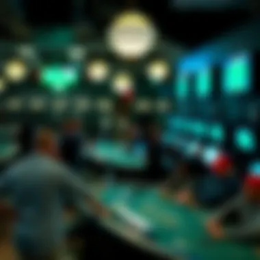 An overview of the betting area at Fonner Park, illustrating its lively atmosphere