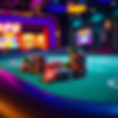 Digital Poker Table Experience A vibrant digital poker table featuring various chip stacks.