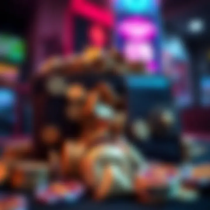 Virtual Wallet Overflowing with Free Coins Illustration of free coins accumulating in a virtual wallet