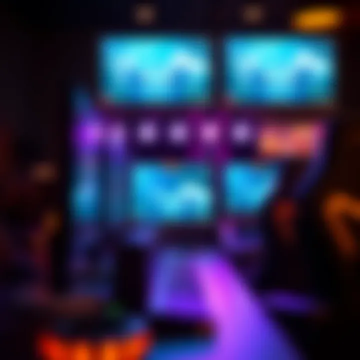 Advanced Gaming Technology Setup Futuristic gaming setup with multiple screens and advanced technology