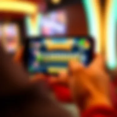 Winning Moment in Mobile Gaming Close-up of a smartphone screen displaying a winning moment in an online game
