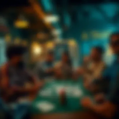 Card Game Night with Friends A vibrant gathering of friends enjoying a card game night