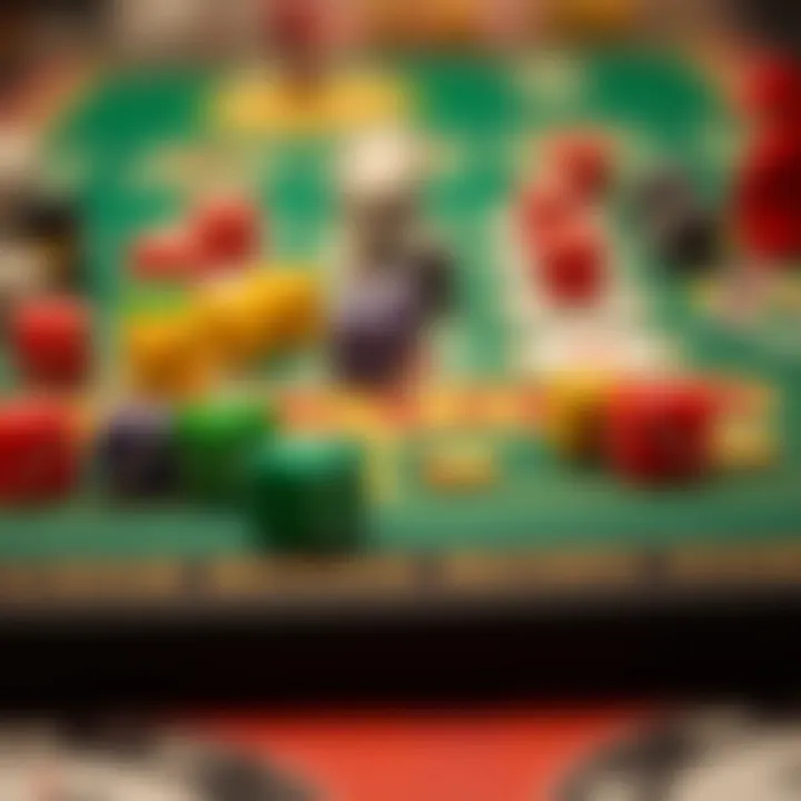 Custom Board Game with Dice Colorful dice and a game board showcasing a custom board game