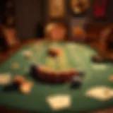 A beautifully arranged homemade poker table with chips and cards