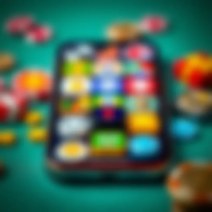 A vibrant depiction of various mobile game icons on an iPhone screen