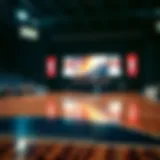 An illustration depicting a basketball court with underdog teams highlighted