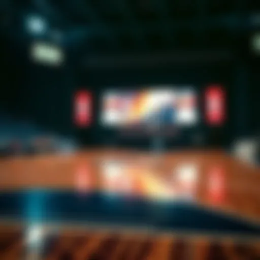 An illustration depicting a basketball court with underdog teams highlighted