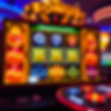 A vibrant online casino slot game interface showing dynamic bonus rounds