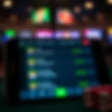 Screenshot of a sports betting app interface showcasing live betting options