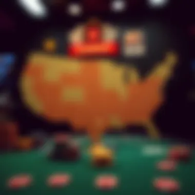 Map showcasing states with legal online gambling