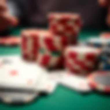 Close-up of Texas Hold'em cards and chips, showcasing the game's intricate details.
