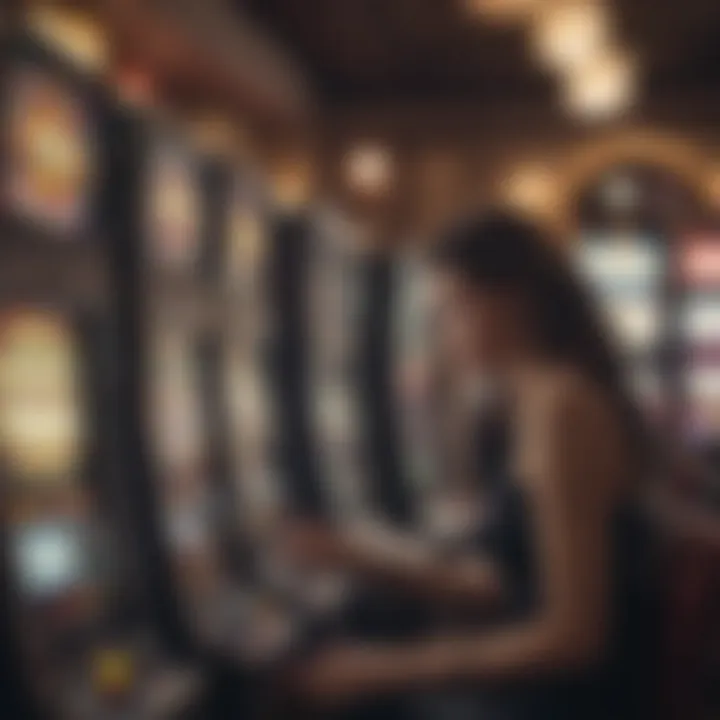 Player engaging with a slot machine