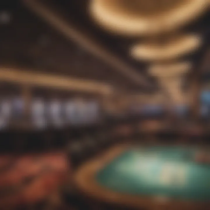 Interior of a bustling casino with gaming tables