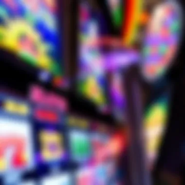 Close-up of a vibrant slot machine display with colorful graphics