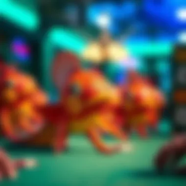 Colorful Fish Characters in Action A close-up of colorful fish characters used in the game