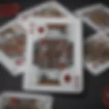 A close-up view of used Vegas playing cards emphasizing their wear and tear