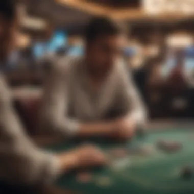 A thoughtful player analyzing odds at a gaming table