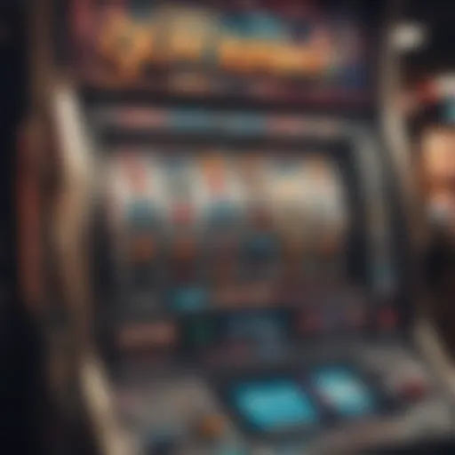 Detailed view of a modern slot machine screen displaying vibrant graphics