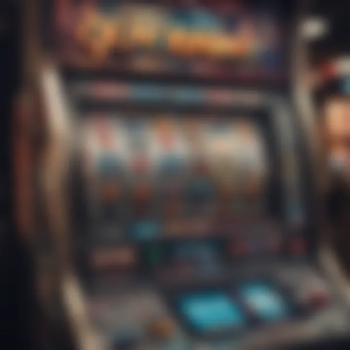 Detailed view of a modern slot machine screen displaying vibrant graphics