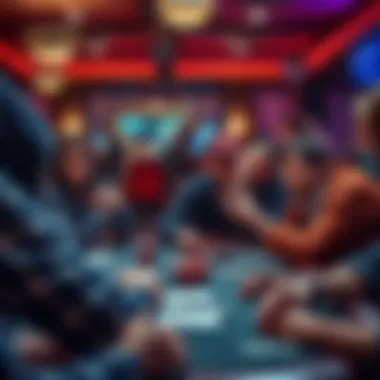 A vibrant social gathering with players engaged in a Mississippi card game