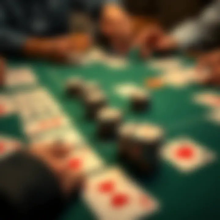 A strategic layout of cards and potential moves in a Mississippi card game match