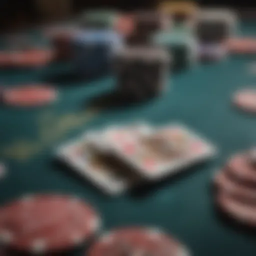 A vibrant blackjack table with colorful chips and cards spread out, showcasing the excitement of low-stakes play.