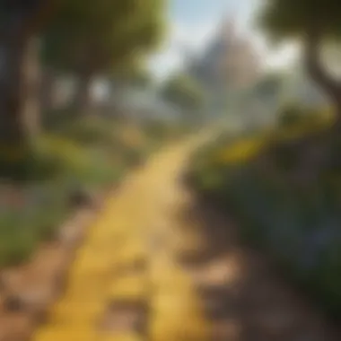 Artistic depiction of the Yellow Brick Road as a pathway in the game