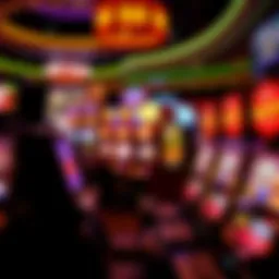 A vibrant display of free slot machines in a Las Vegas casino, showcasing colorful graphics and enticing gameplay.