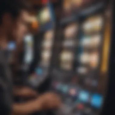 Close-up of a player engaging with a modern slot machine