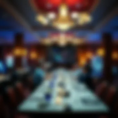 Dining area with elegant decor and guests enjoying meals