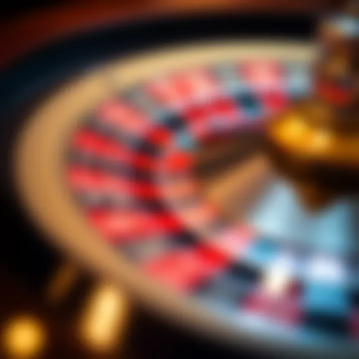 A close-up view of a roulette wheel showcasing the distinct numbered pockets.