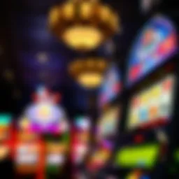 Slot machine illuminated in a casino at night