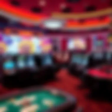 The Thrill of a Virtual Casino Landscape A vibrant virtual casino landscape showcasing various gaming options