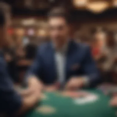 A dealer engaging with players, emphasizing the interactive nature of poker