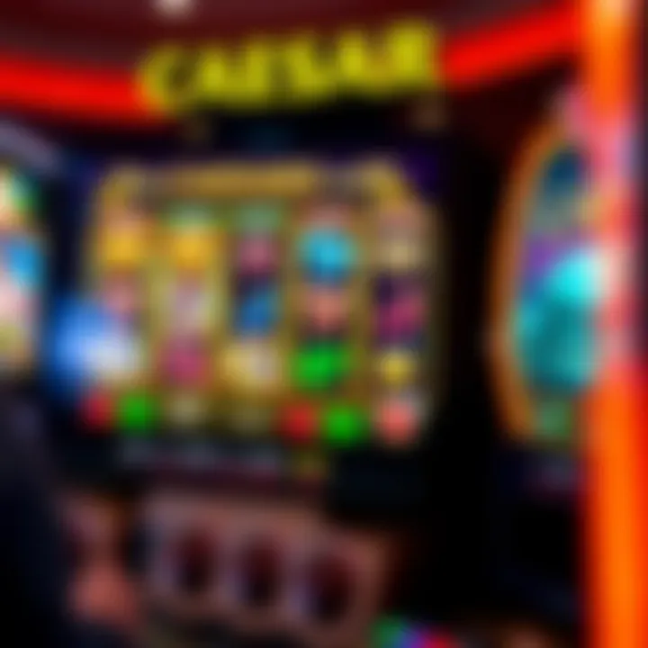 A vibrant depiction of Caesars Slots interface showcasing various slot types