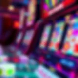 A close-up view of a colorful slot machine display